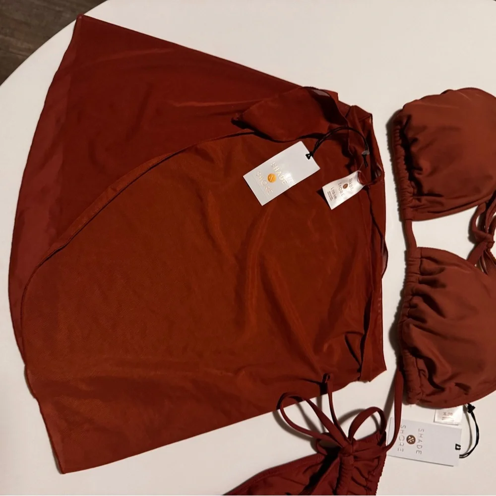 Women’s Rust Red Bikini Set with Skirt - Shade And Shore
